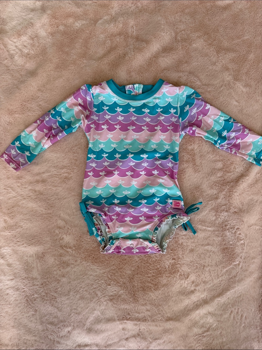 Ruffle Butts Long Sleeve Swimsuit Girls 18-24 m
